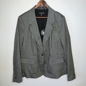 NWT Lane Bryant Pinstriped Blazer Womens 22 Single Breasted Career Gray Office‎